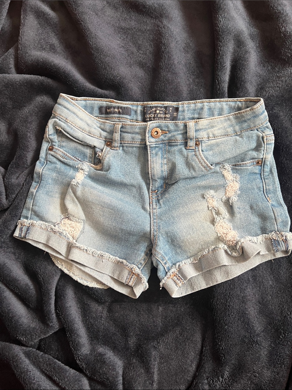 Lucky Brand Light Blue Distressed Denim Cutoff Shorts girls size 16